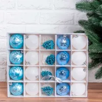 Jucării pentru brad Global Christmas DS11609 6 cm/ Light Blue