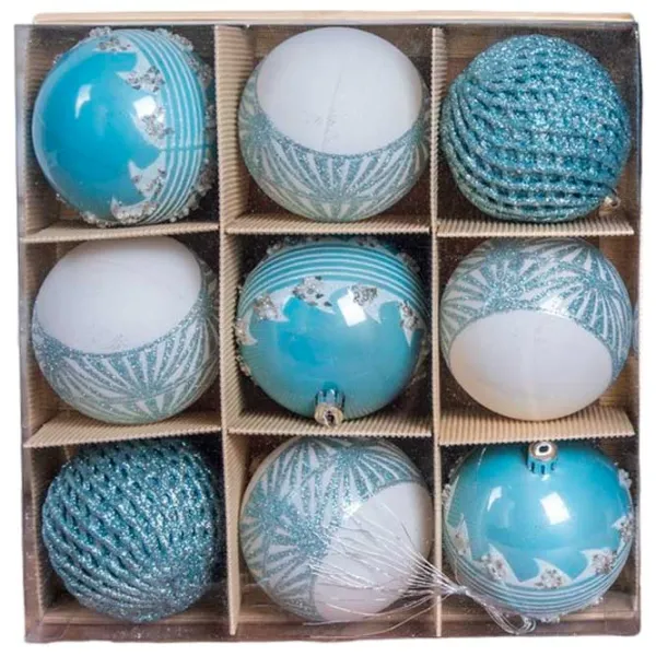 Jucării pentru brad Global Christmas DS11607 8 cm/ Light Blue photo 1