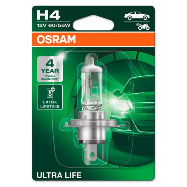 Автомобильная лампа Osram 64193ULT-01B Галоген/ H4/ P43t/ 60 - 55 Вт/ 1650лм photo 1 Автомобильная лампа Osram 64193ULT-01B Галоген/ H4/ P43t/ 60 - 55 Вт/ 1650лм photo 1