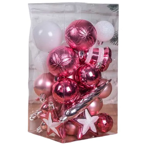 Jucării pentru brad Global Christmas DS11624 6 cm/ Pink photo 1
