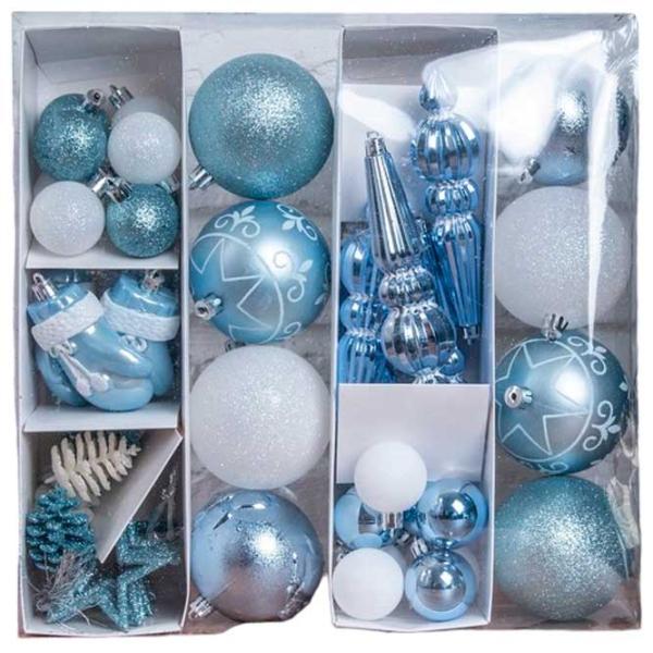 Jucării pentru brad Global Christmas DS11750 8 cm/ White, blue photo 1
