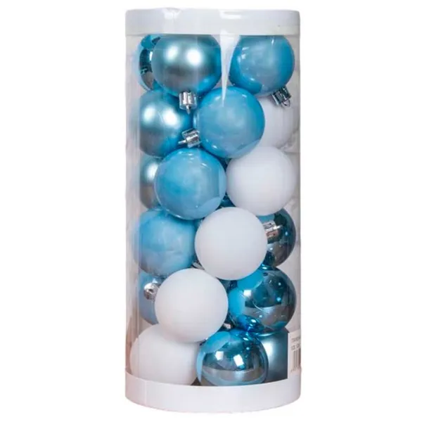 Jucării pentru brad Global Christmas DS11597 5 cm/ White, blue photo 1