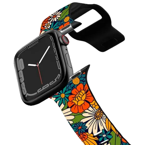 Curelușă Apple Watch Ultra 2 Impact Band 70s Retro Floral 38, 40, 41 mm/ Black Multicolor photo 1