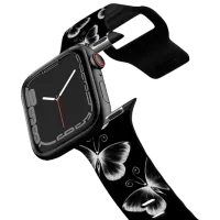 Curelușă Apple Watch Ultra 2 Impact Band Butterfly Pattern 38, 40, 41 mm/ Black White