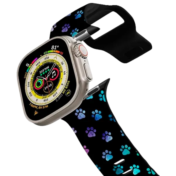 Curelușă Apple Watch Ultra 2 Impact Band Ombre Paw Prints 38, 40, 41 mm/ Black Multicolor photo 1