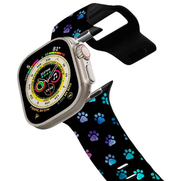 Curelușă Apple Watch Ultra 2 Impact Band Ombre Paw Prints 38, 40, 41 mm/ Black Multicolor photo 1