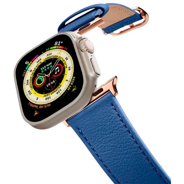 Curelușă Apple Watch Genuine Leather Band Piele/ 42, 44, 45, 49 mm/ Blue Brown photo 1 Curelușă Apple Watch Genuine Leather Band Piele/ 42, 44, 45, 49 mm/ Blue Brown photo 1