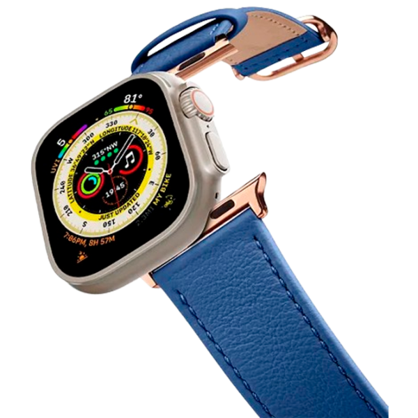 Curelușă Apple Watch Genuine Leather Band Piele/ 42, 44, 45, 49 mm/ Blue Brown photo 1 Curelușă Apple Watch Genuine Leather Band Piele/ 42, 44, 45, 49 mm/ Blue Brown photo 1