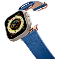 Curelușă Apple Watch Genuine Leather Band Piele/ 42, 44, 45, 49 mm/ Blue Brown