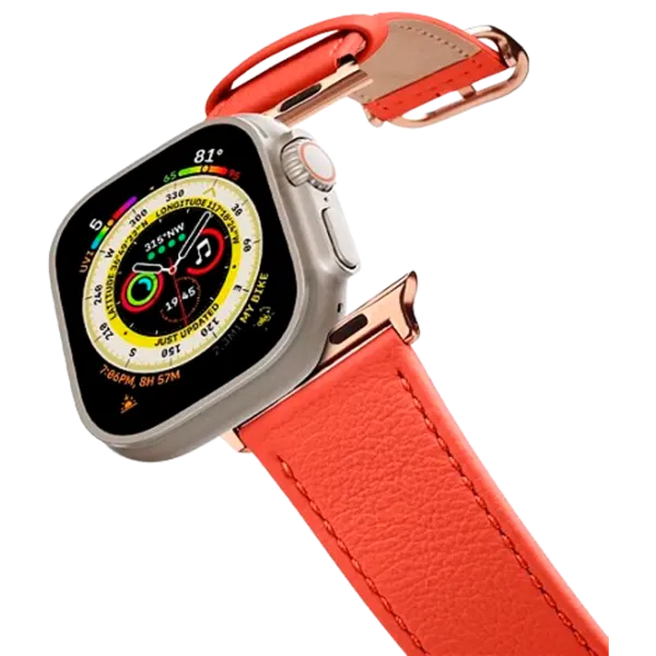 Curelușă Apple Watch Genuine Leather Band Piele/ 42, 44, 45, 49 mm/ Orange photo 1 Curelușă Apple Watch Genuine Leather Band Piele/ 42, 44, 45, 49 mm/ Orange photo 1