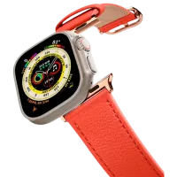 Curelușă Apple Watch Genuine Leather Band Piele/ 42, 44, 45, 49 mm/ Orange