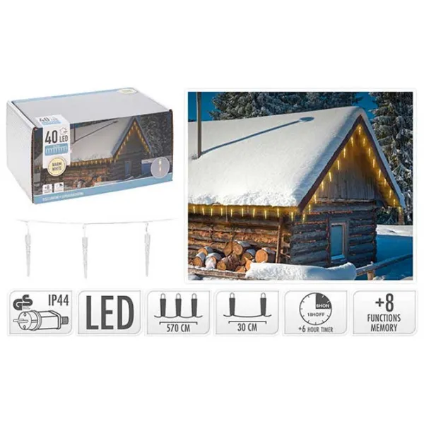 Гирлянды LED Christmas 27407 Сосульки/ Тёплый белый photo 1 Гирлянды LED Christmas 27407 Сосульки/ Тёплый белый photo 1