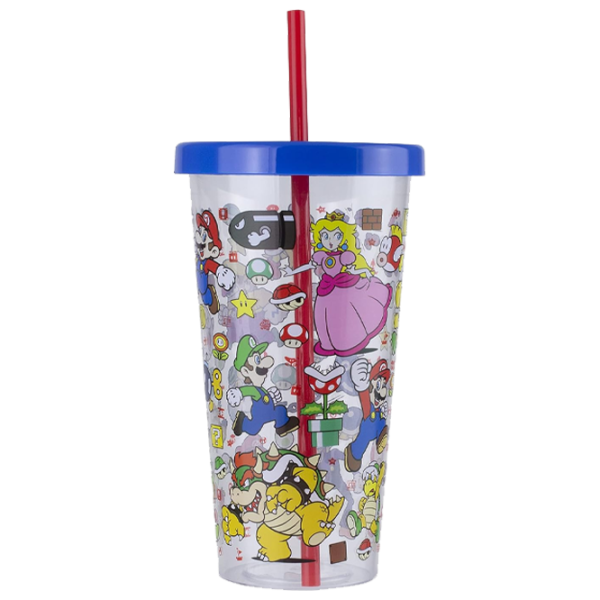 Pahar Paladone Super Mario Plastic Cup and Straw 0.7l / Plastic / Multicolor photo 1