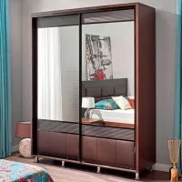 Dulap Glisant Ambianta Clasic 180 x 58 x 224 / Piele artificială / Sonoma închis