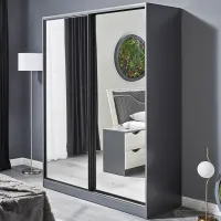 Dulap Glisant Ambianta HAPPY cu usi culisante 150 x 58.3 x 210 / PAL / Grafit