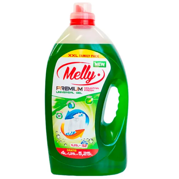 Gel de spălare Melly Premium Mountain Fresh 5.25 kg 5l Număr spălări: 52 photo 1 Gel de spălare Melly Premium Mountain Fresh 5.25 kg 5l Număr spălări: 52 photo 1