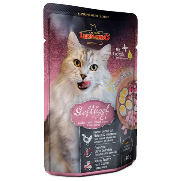 Корм для кошек влажный Leonardo Poultry 756425 85 г/ Птица, яйца photo 1 Корм для кошек влажный Leonardo Poultry 756425 85 г/ Птица, яйца photo 1