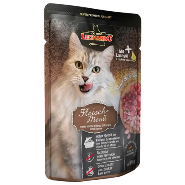 Корм для кошек влажный Leonardo Meat menu 756345 85 г/ Мясное меню photo 1 Корм для кошек влажный Leonardo Meat menu 756345 85 г/ Мясное меню photo 1