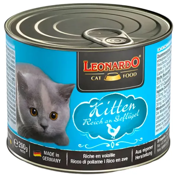 Корм для кошек влажный Leonardo Kitten 756146 0.2 кг/ Птица photo 1 Корм для кошек влажный Leonardo Kitten 756146 0.2 кг/ Птица photo 1