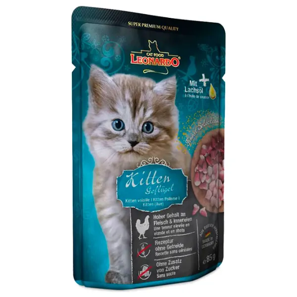 Корм для кошек влажный Leonardo Kitten 756305 85 г/ Птица photo 1 Корм для кошек влажный Leonardo Kitten 756305 85 г/ Птица photo 1