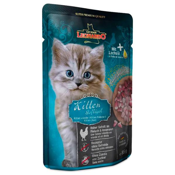 Корм для кошек влажный Leonardo Kitten 756305 85 г/ Птица photo 1 Корм для кошек влажный Leonardo Kitten 756305 85 г/ Птица photo 1