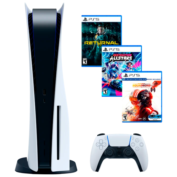 Sony PlayStation 5 + Returnal + Destruction Allstars + StarWars: Squadrons 825 ГБ / Белый photo 1
