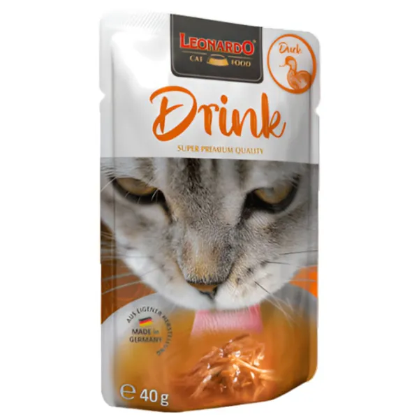 Корм для кошек влажный Leonardo Drink Duck 756615 40 г/ Утка photo 1 Корм для кошек влажный Leonardo Drink Duck 756615 40 г/ Утка photo 1