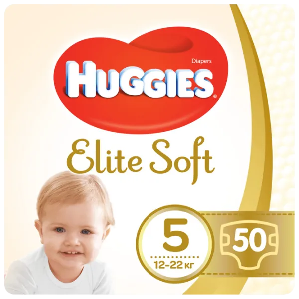 Подгузники для детей Huggies Elite Soft Mega 5 5 12 - 22 кг/ 50 шт. photo 1