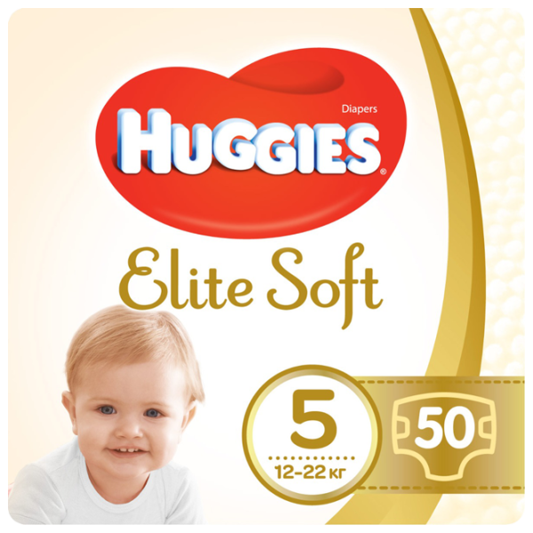 Подгузники для детей Huggies Elite Soft Mega 5 5 12 - 22 кг/ 50 шт. photo 1