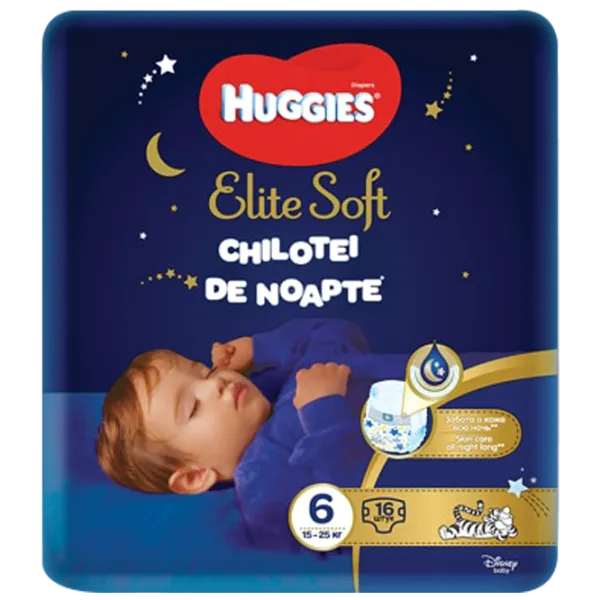 Scutece pentru copii Huggies Elite Soft Overnights Pants Small 6 6 15 - 25 kg/ 16 buc. photo 1