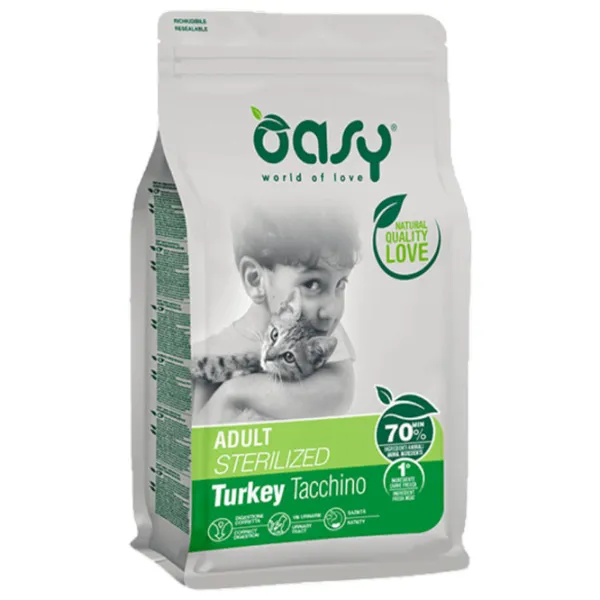 Корм для кошек сухой Oasy Sterilized Turkey 1050844 1.5 кг/ Индейка photo 1 Корм для кошек сухой Oasy Sterilized Turkey 1050844 1.5 кг/ Индейка photo 1