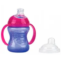 Sticluță cu pai Nuby NV0404003 240 ml 6 luni/ Silicon/ Multicolor
