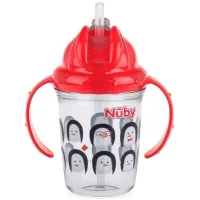 Sticluță cu pai Nuby NV0414017 240 ml 12 luni/ Tritan/ Multicolor