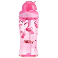 Sticluță cu pai Nuby NV0414022 360 ml 36 luni/ Tritan/ Multicolor