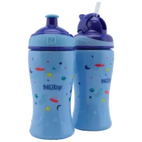 Sticluță cu pai Nuby NV04017BLUE 360 ml 18 luni/ Silicon/ Blue