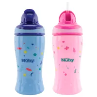 Sticluță cu pai Nuby NV04009 360 ml 12 luni/ Polipropilenă/ Multicolor
