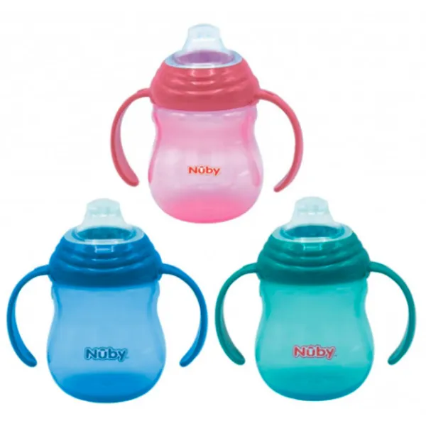 Sticluță cu pai Nuby NV04013 270 ml 6 luni/ Silicon/ Multicolor photo 1