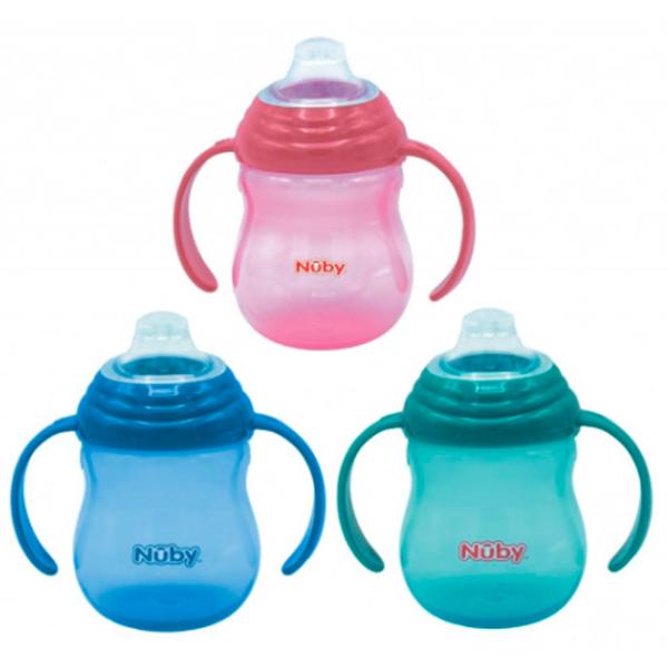 Sticluță cu pai Nuby NV04013 270 ml 6 luni/ Silicon/ Multicolor photo 1