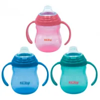 Sticluță cu pai Nuby NV04013 270 ml 6 luni/ Silicon/ Multicolor