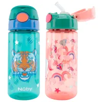 Sticluță cu pai Nuby NV04010 540 ml 36 luni/ Plastic/ Multicolor