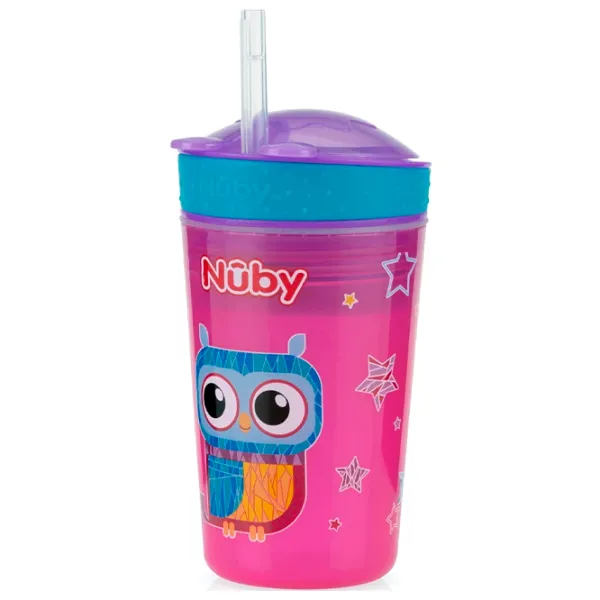 Sticluță cu pai Nuby ID10373 270 ml 24 luni/ Plastic/ Multicolor photo 1