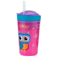 Sticluță cu pai Nuby ID10373 270 ml 24 luni/ Plastic/ Multicolor