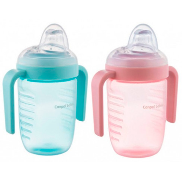 Sticluță cu pai Canpol 56/ 605 220 ml 9 luni/ Polipropilenă/ Multicolor photo 1