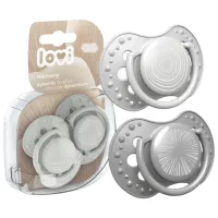 Suzetă cu tetina rotundă Lovi Harmony pentru băieți/ 3 luni - 6 luni/ Silicon/ Gray
