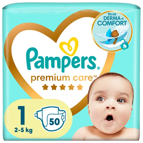 Подгузники для детей Pampers VP PREMIUM CARE NEW BABY 1 2 - 5 кг / 50 шт. photo 1