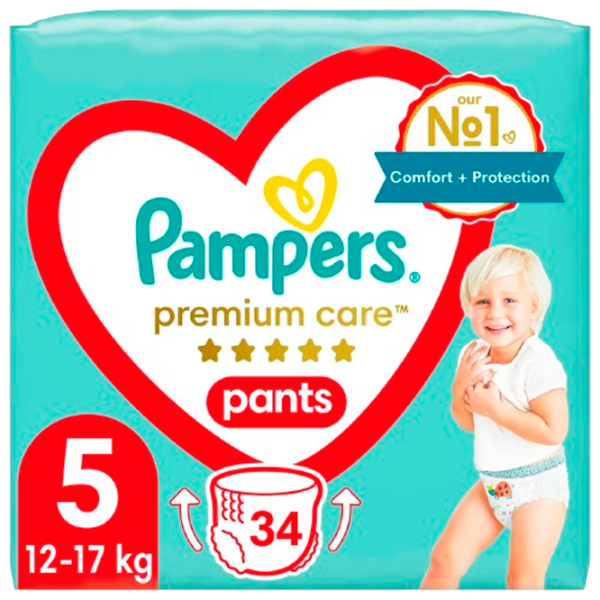 Подгузники для детей Pampers VP PANTS PREMIUM CARE 5 12 - 17 кг/ 34 шт. photo 1