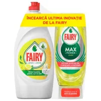 Detergent de vase Fairy Max Power Bundle 1.25 l/ Lămâie
