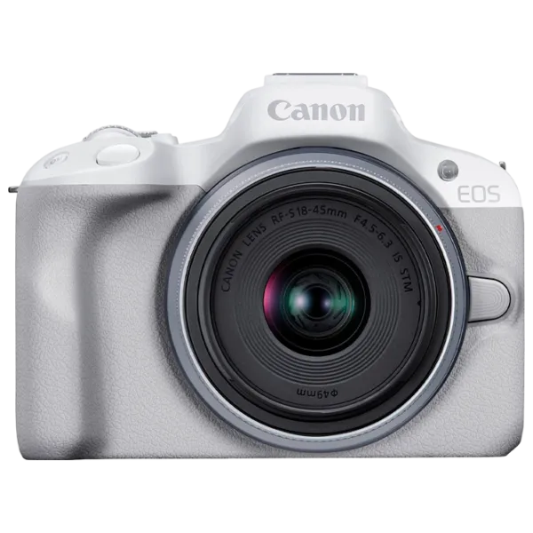 Cameră foto Canon EOS R50 RF-S 18-45 f/ 4.5-6.3 IS STM Kit CMOS/ White photo 1 Cameră foto Canon EOS R50 RF-S 18-45 f/ 4.5-6.3 IS STM Kit CMOS/ White photo 1
