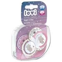 Соска круглая Lovi Night & Day для девочек/ 3 месяца - 6 месяцев/ Силикон/ Розовый
