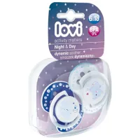 Соска круглая Lovi Night & Day для мальчиков/ 3 месяца - 6 месяцев/ Силикон/ Синий
